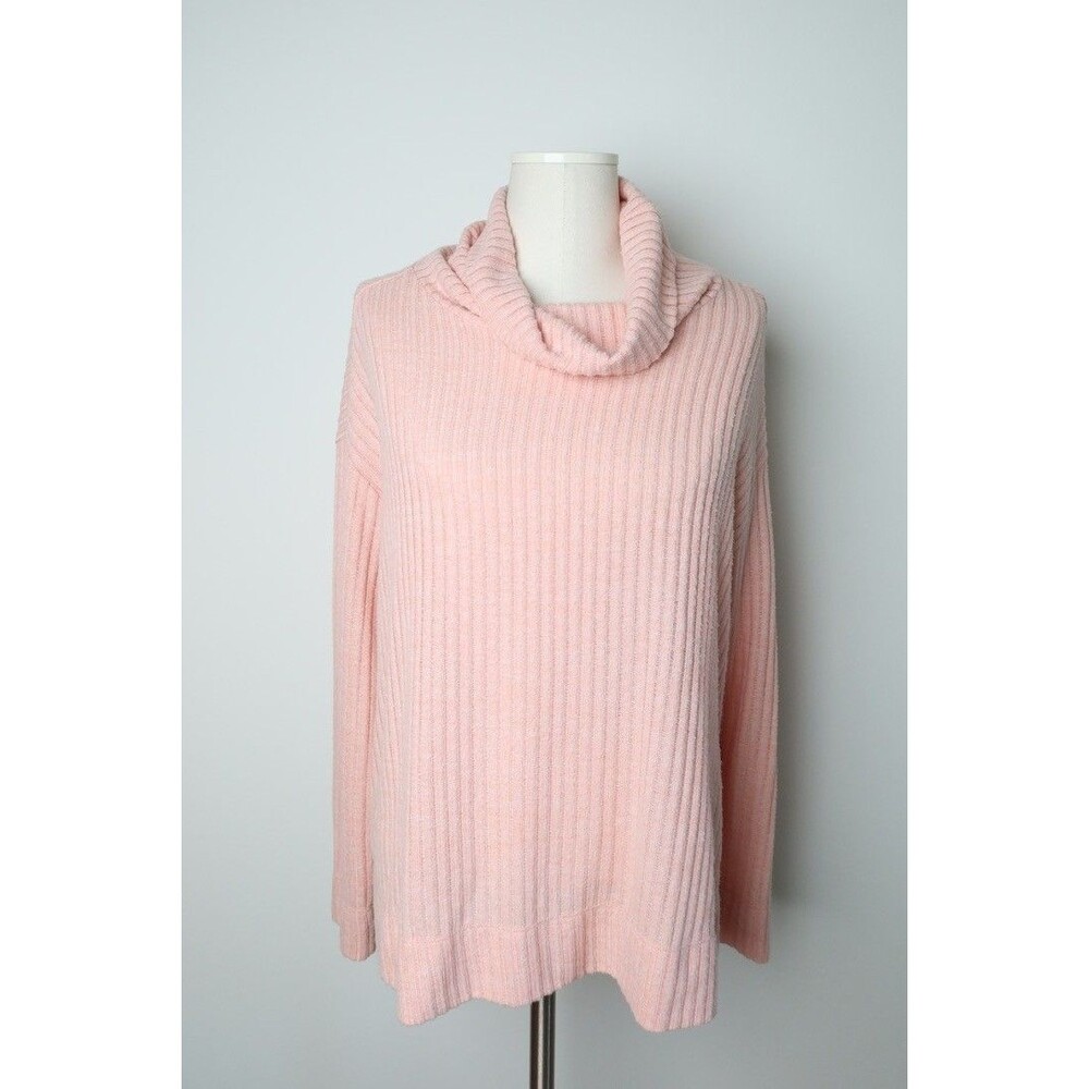 Anthropologie Maeve Vanna Ribbed Knit Pink Cowl Neck Sweater Women XS